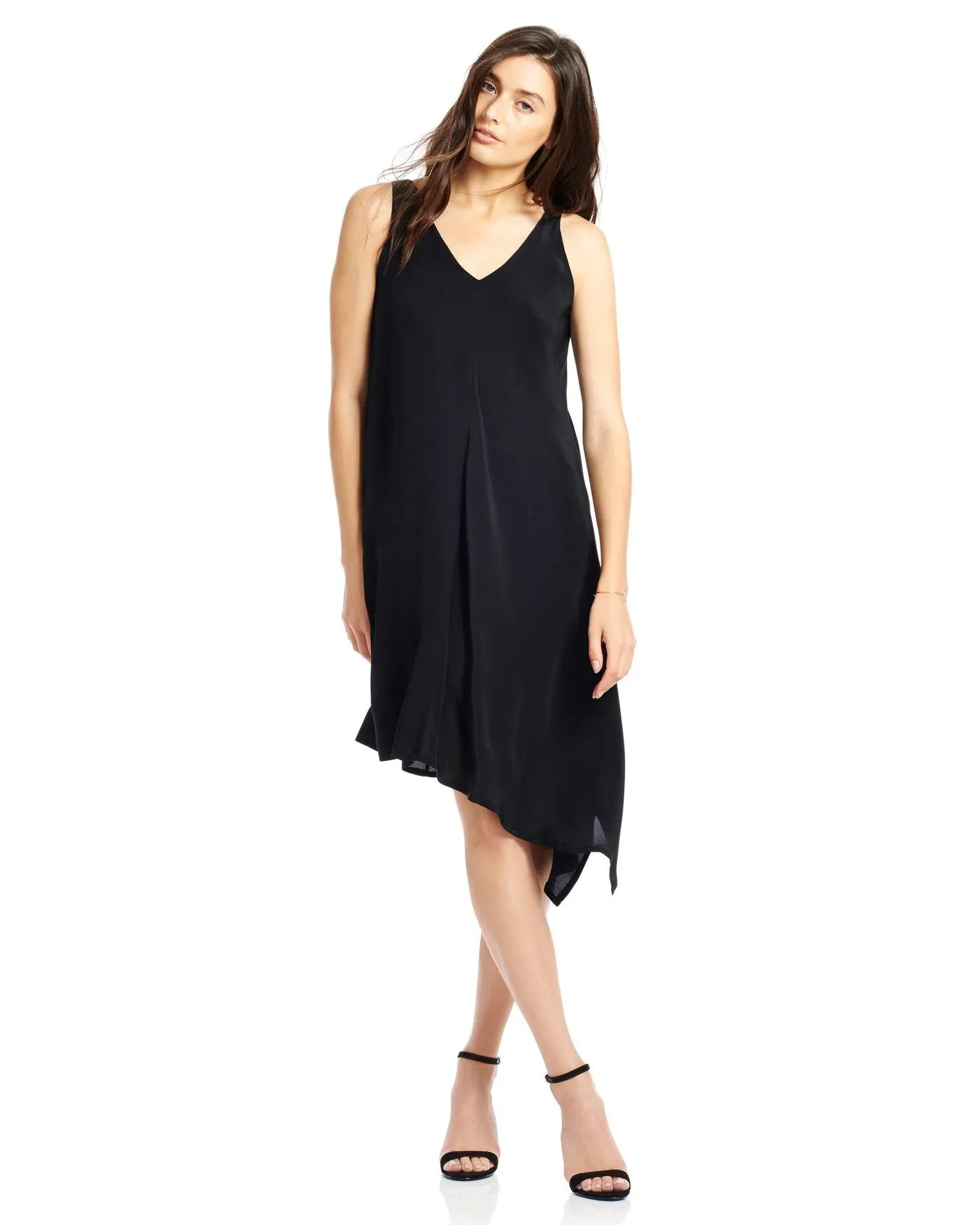 Classic Black Tank Dress with Asymmetrical Hem