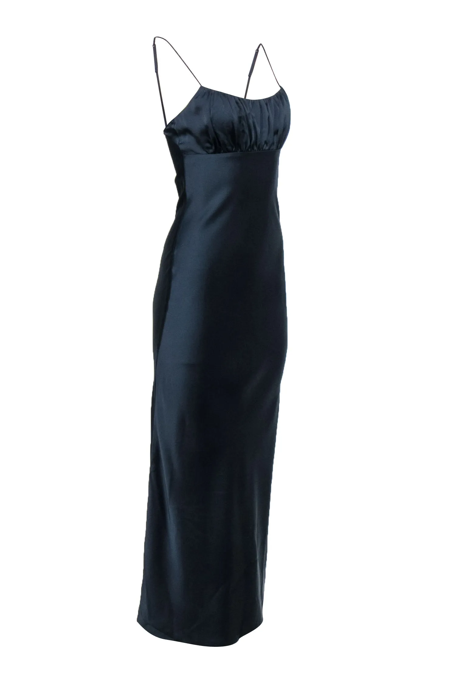 C/MEO Collective - Navy Satin Empire Waist Maxi Slip Dress Sz XS