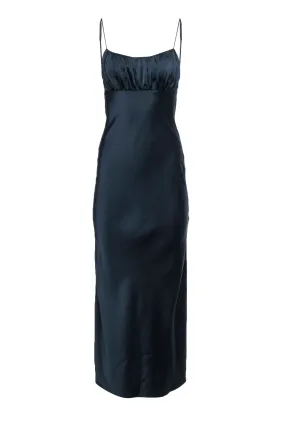 C/MEO Collective - Navy Satin Empire Waist Maxi Slip Dress Sz XS