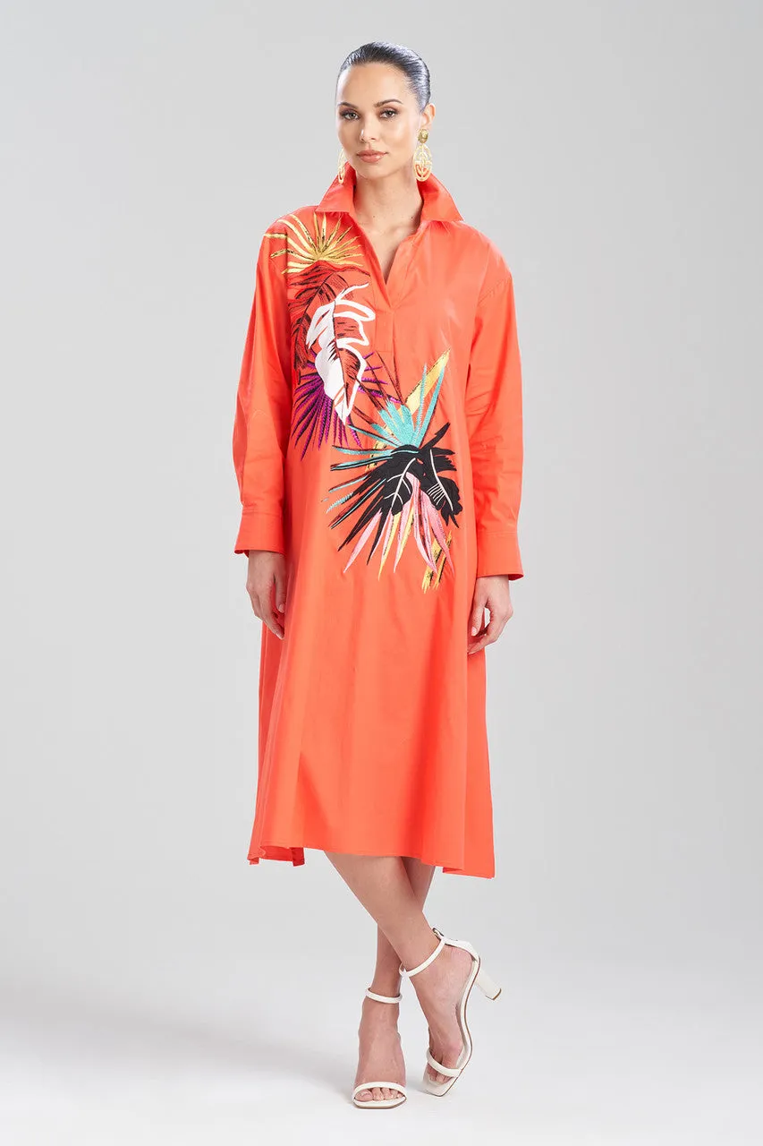 Cotton Poplin El Nido Embroidered Shirtdress