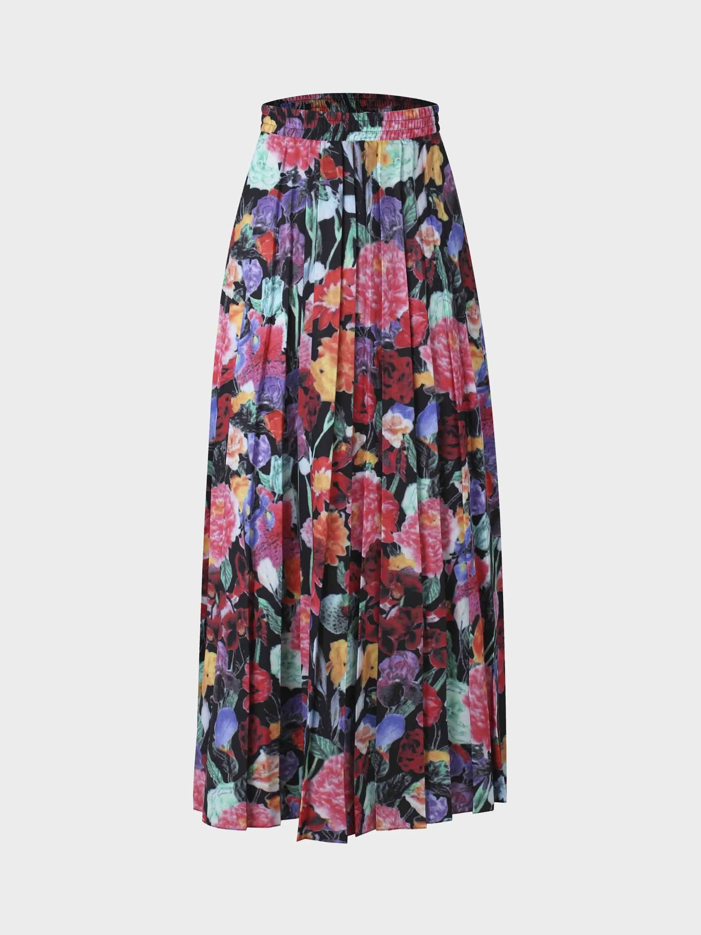 Covered Band Pleated Skirt 37"-Vibrant Flowers