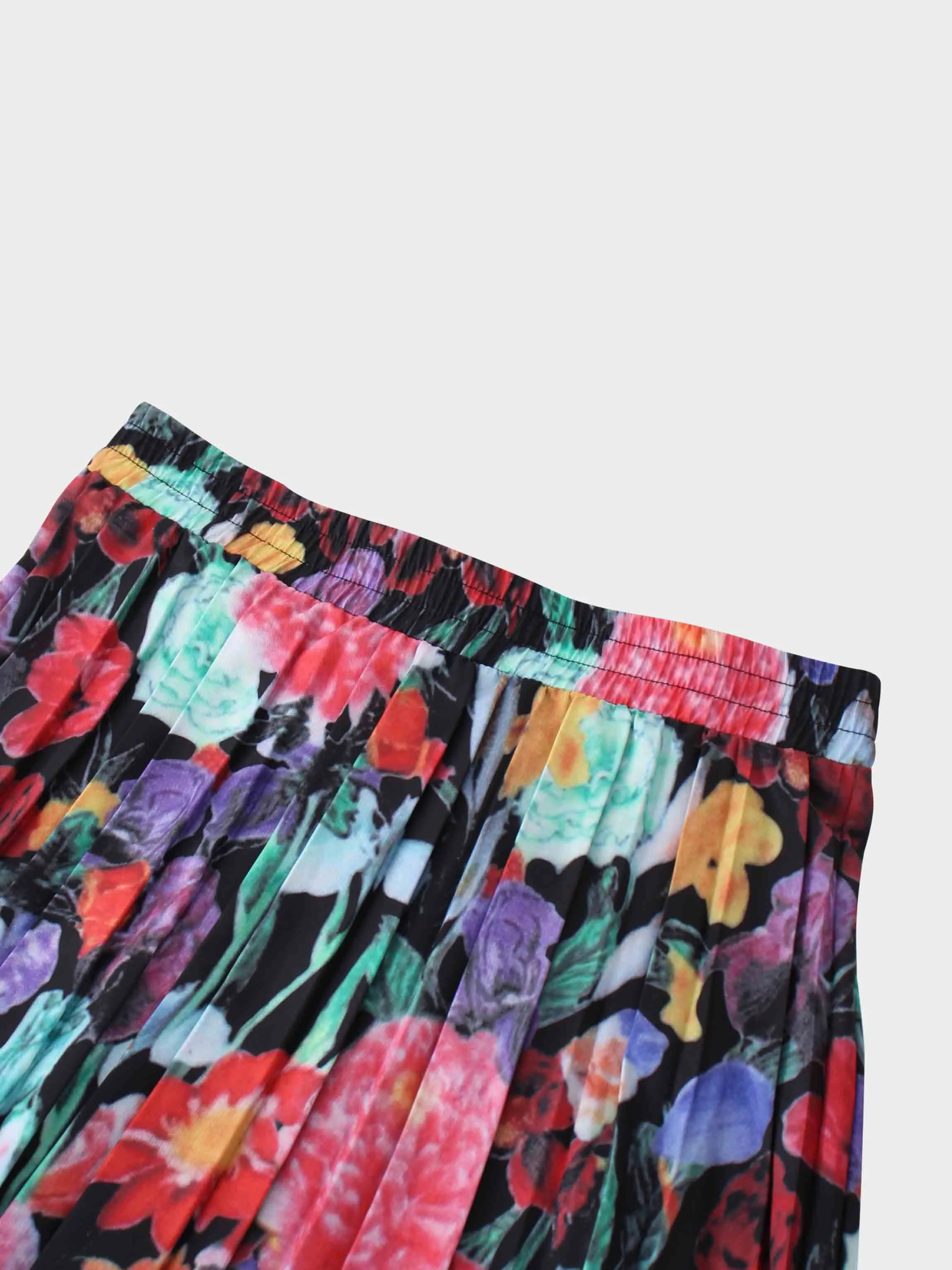 Covered Band Pleated Skirt 37"-Vibrant Flowers