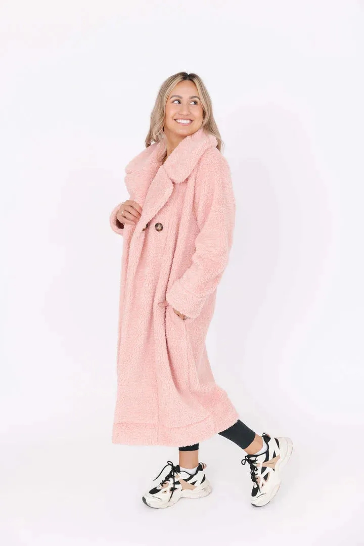 Cozy Chic Teddy Coat in Rosé Pink - VARIOUS SIZES