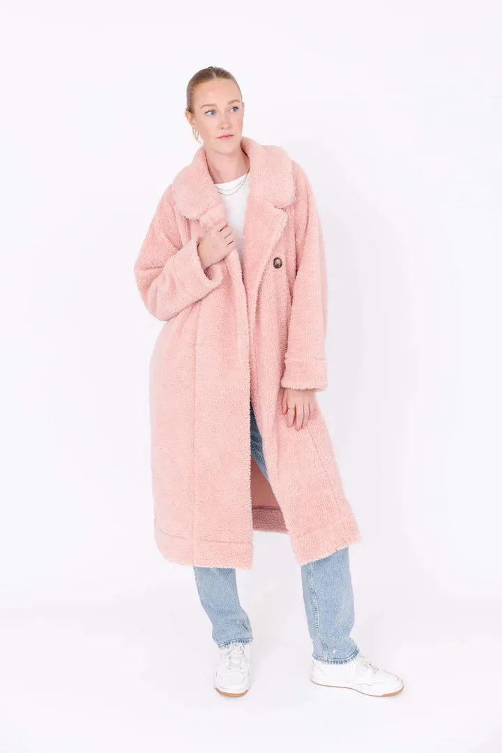 Cozy Chic Teddy Coat in Rosé Pink - VARIOUS SIZES