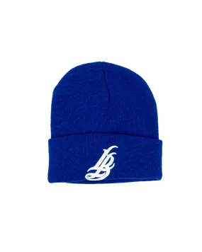 Cursive LB Royal Blue Long Beanie