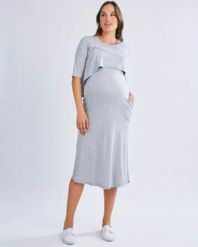 Donna Maternity &  Nursing Flip Dress In Grey