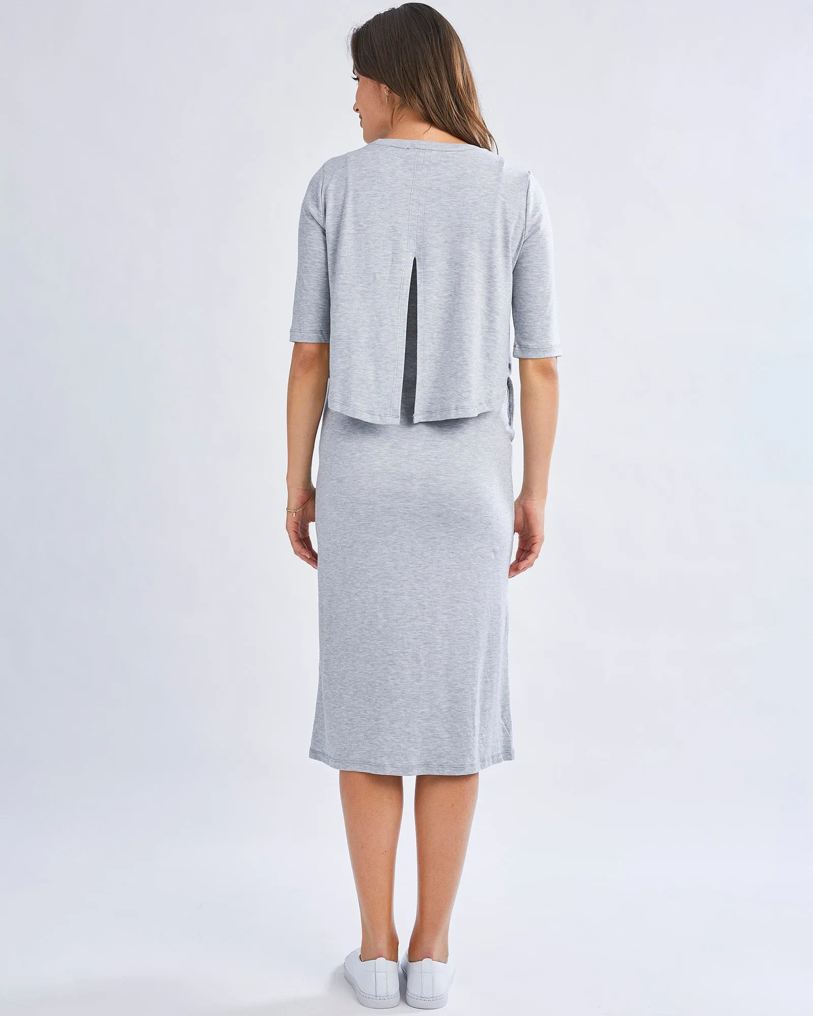 Donna Maternity &  Nursing Flip Dress In Grey