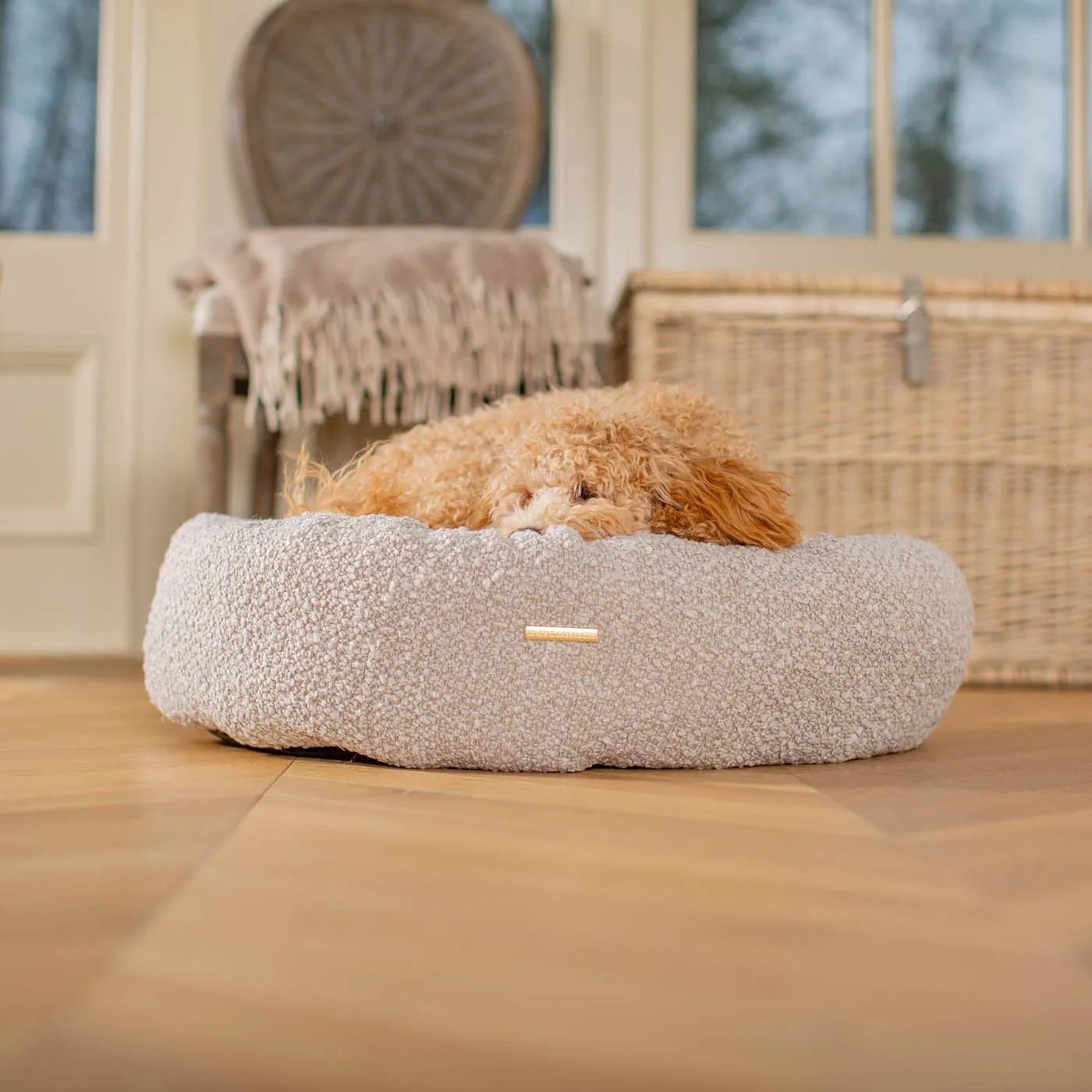 Donut Bed With Removable Covers in Mink Bouclé by Lords & Labradors