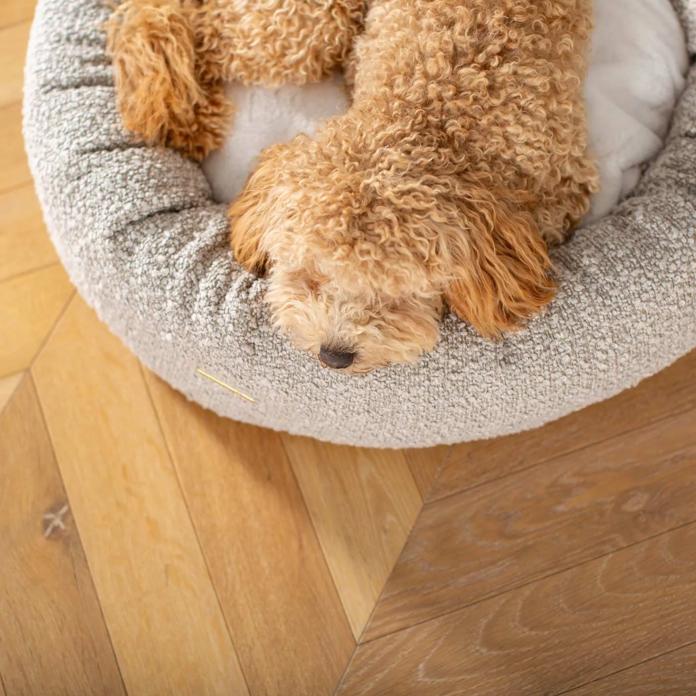 Donut Bed With Removable Covers in Mink Bouclé by Lords & Labradors