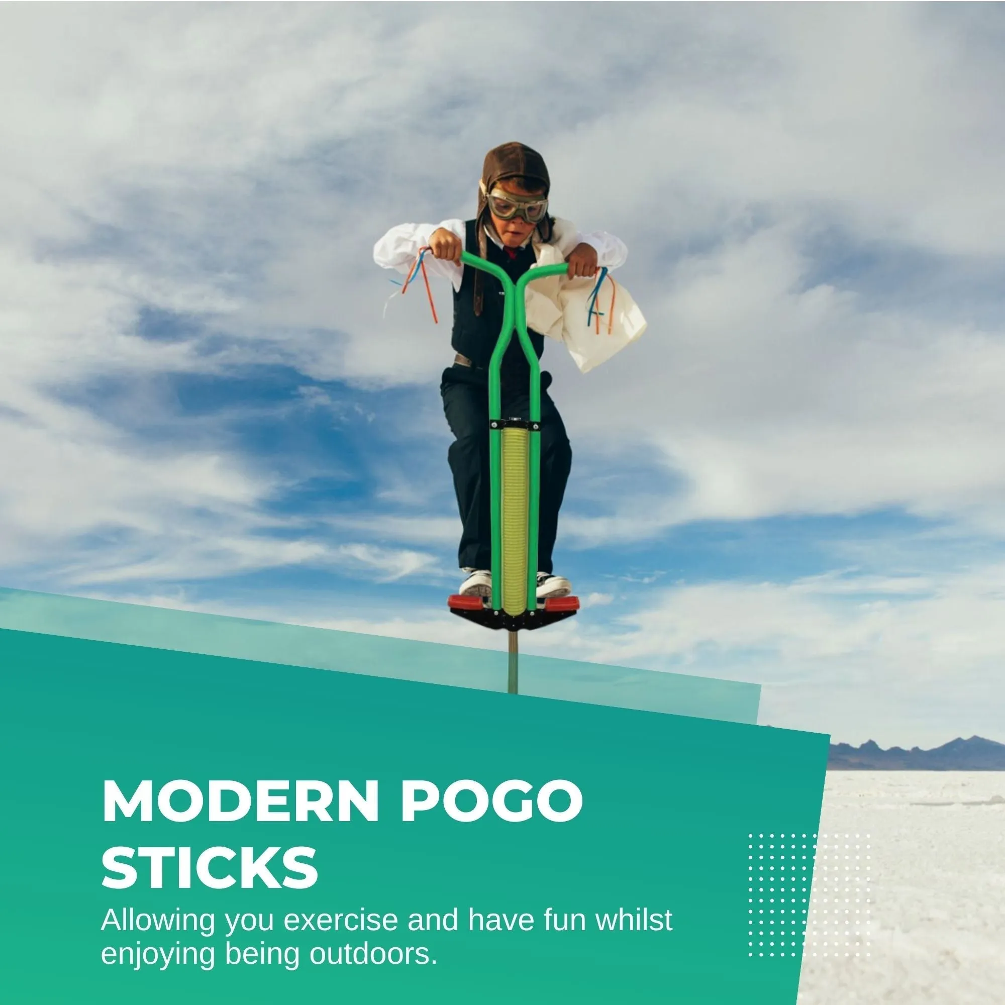 Durable Green Pogo Stick for Kids - Anti-Slip Pedal, 60Kgs Limit