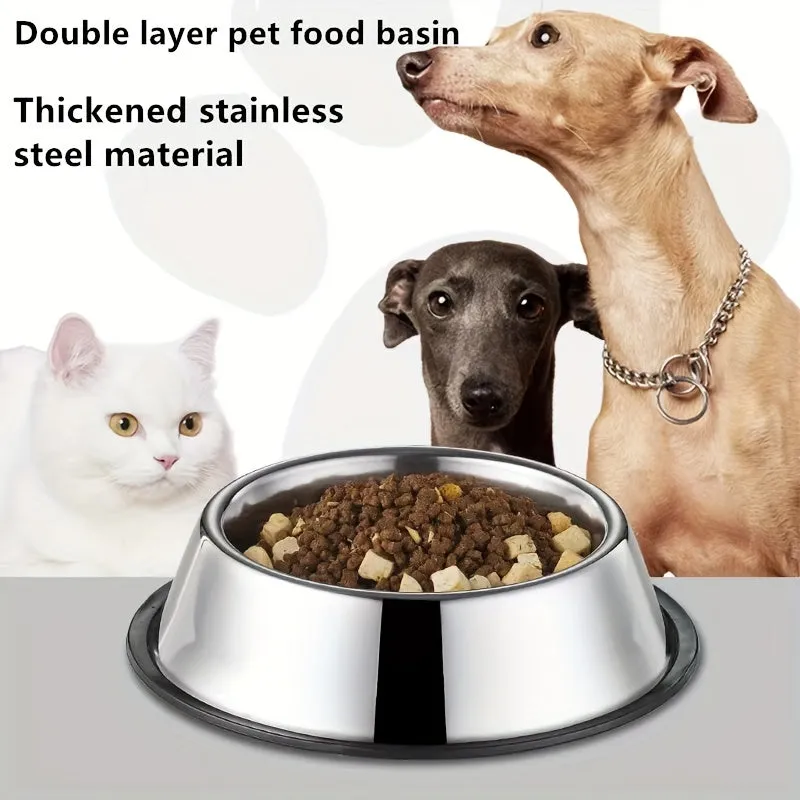 Durable Stainless Steel Pet Bowl AntiSlip AntiFall and NonTip