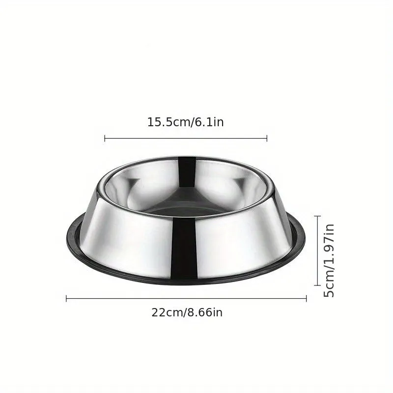 Durable Stainless Steel Pet Bowl AntiSlip AntiFall and NonTip