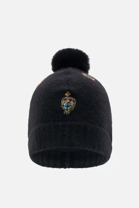 EMBELLISHED BEANIE SOLID BLACK