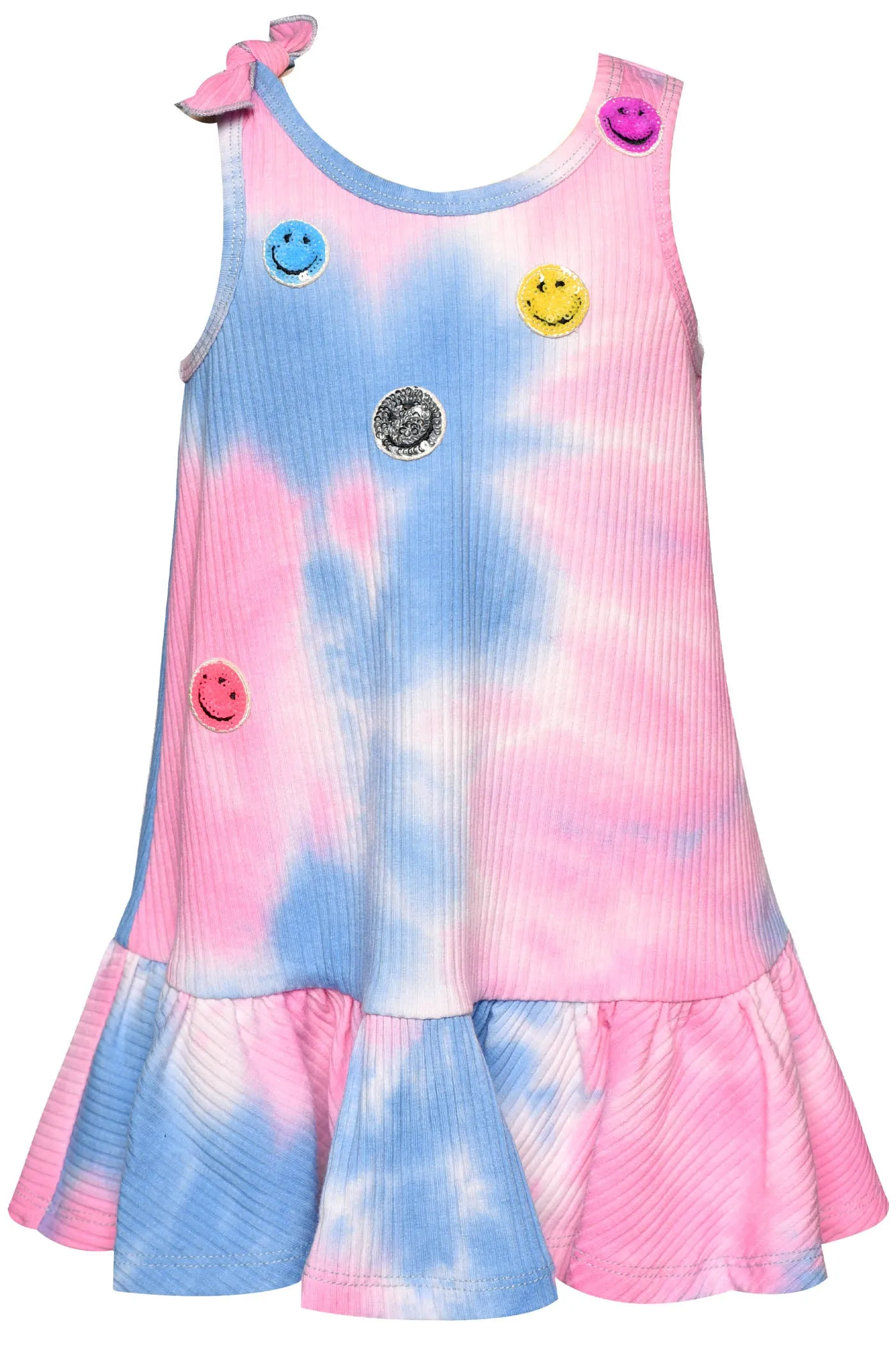 GBY Tie Dye Drop Waist Smile Patch Dress