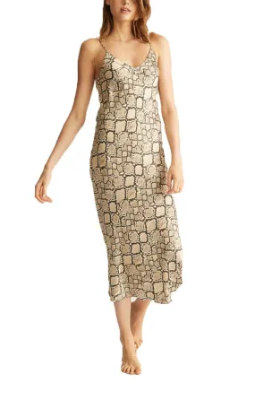 Ginia 100% Silk Nightgown with V Neck In Python Print GPY401 SALE