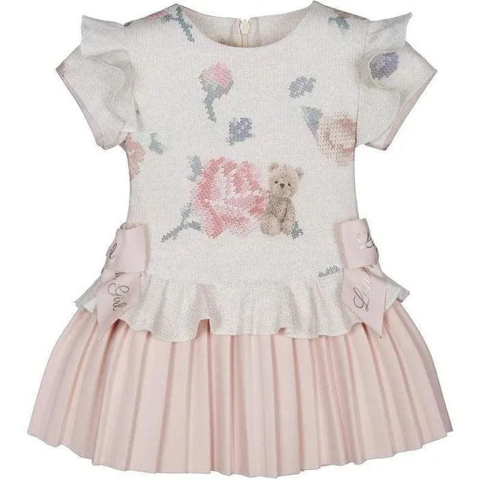 Girls Pink & Beige Flower Dress