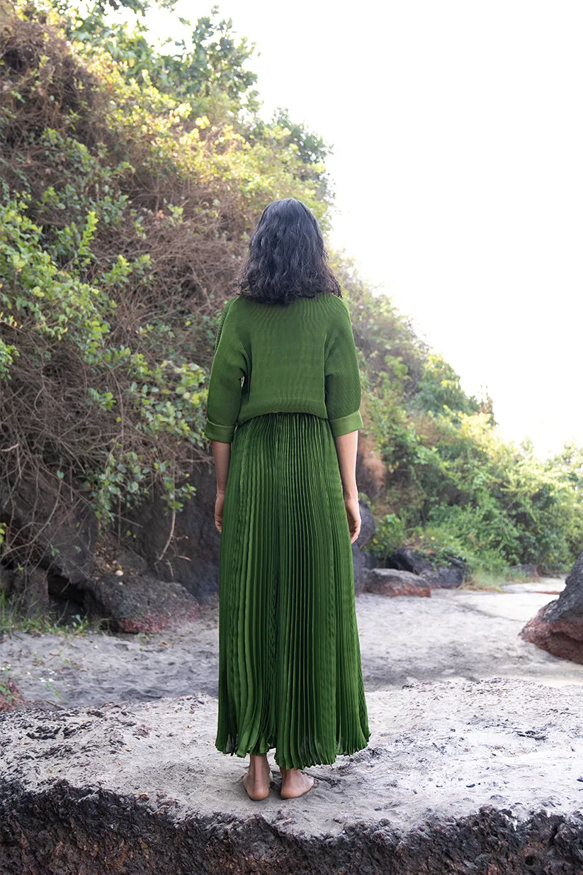 Green Pleated Skirt