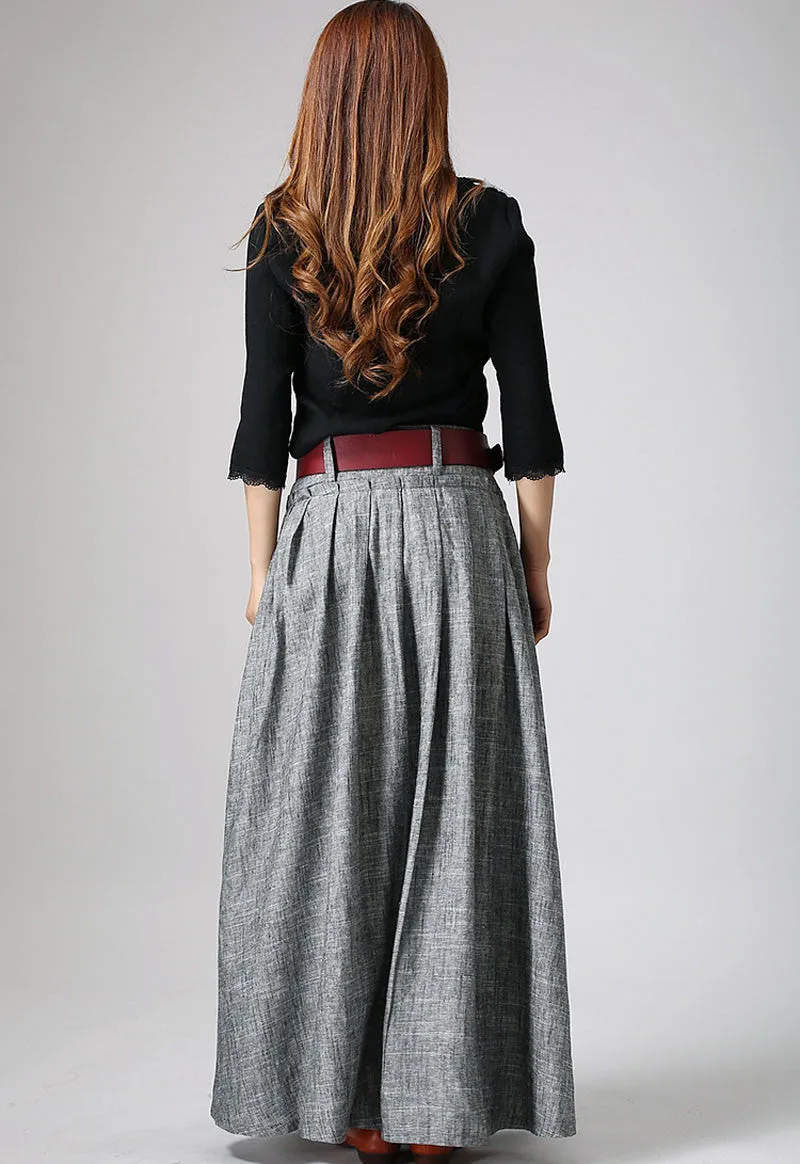 Handmade Pleated Linen Skirt – Perfect Blend of Comfort and Style  0911#