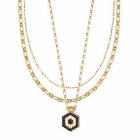 Hexagon Palm Necklace Layering Set