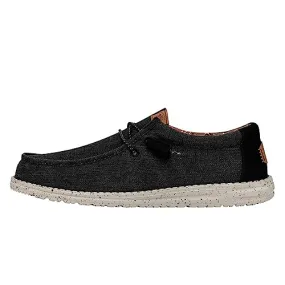 Hey Dude Men's Wally Washed Canvas Black Size 10 | Men's Shoes | Men's Slip-on Loafers | Comfortable & Light-Weight