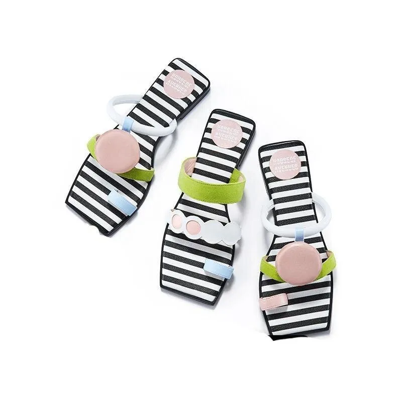 HOA irregular stripe flat summer slipper sandas - Kikii