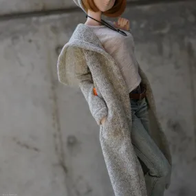 Hoodie Knit Coat (Beige-ish)