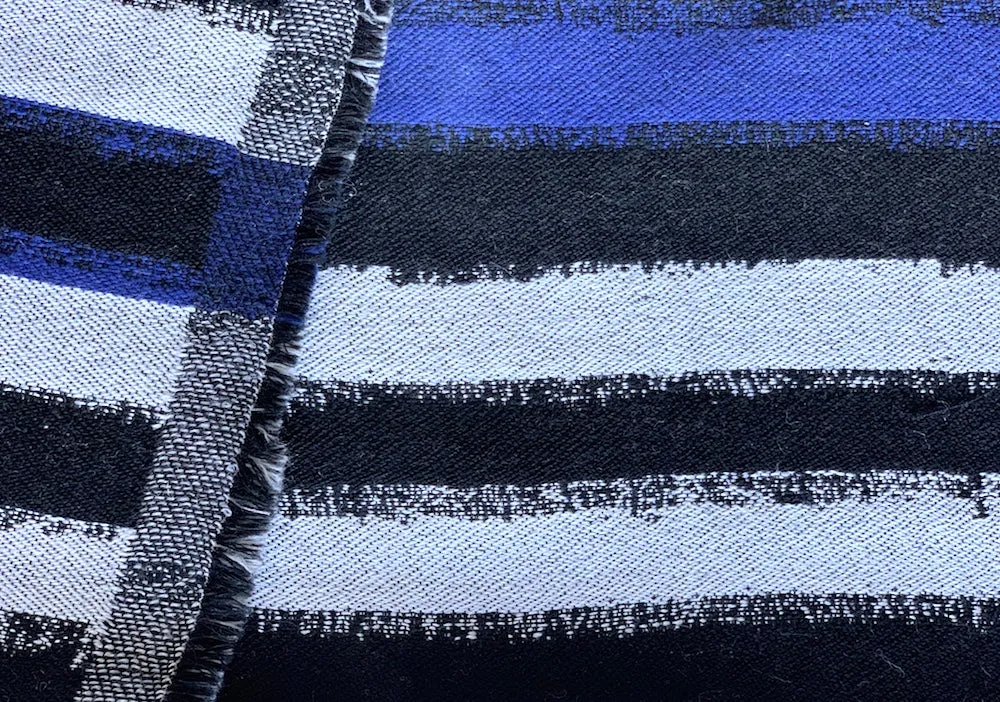 Ikat Ultramarine, Black & White Wool Blend Suiting (Made in Italy)