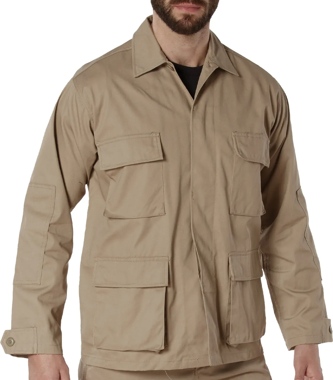 Khaki - Military BDU Shirt - Polyester Cotton Twill