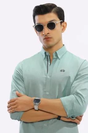 Light Green Textured Casual Shirt