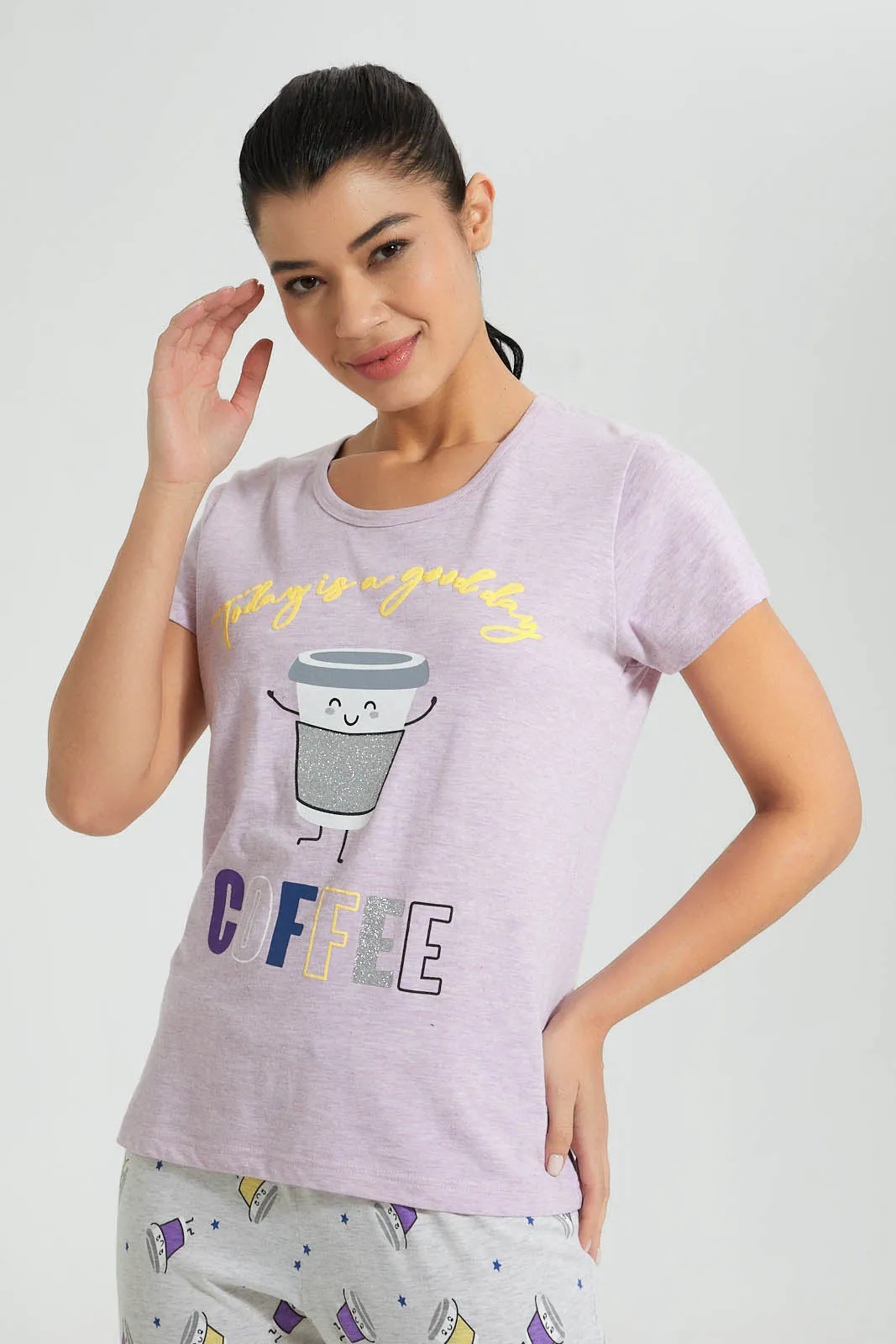 Lilac Coffee Pyjama Set (2 Piece)