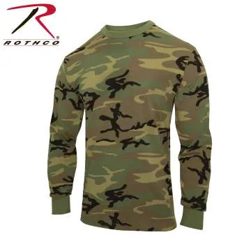 Long Sleeve Vintage Style T-Shirt - Woodland Camo