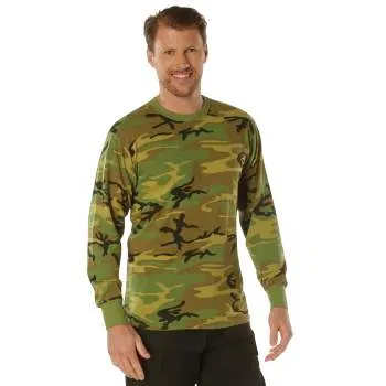 Long Sleeve Vintage Style T-Shirt - Woodland Camo