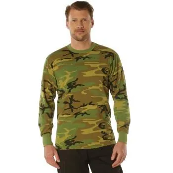 Long Sleeve Vintage Style T-Shirt - Woodland Camo