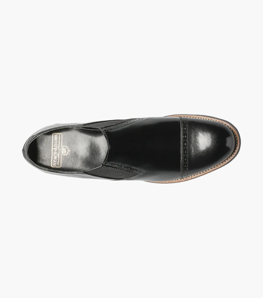 MADISON Cap Toe Slip On-Black | STACY ADAMS