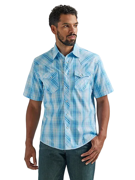 Men's Wrangler Fashion Snap Short Sleeve Western Snap Plaid Shirt