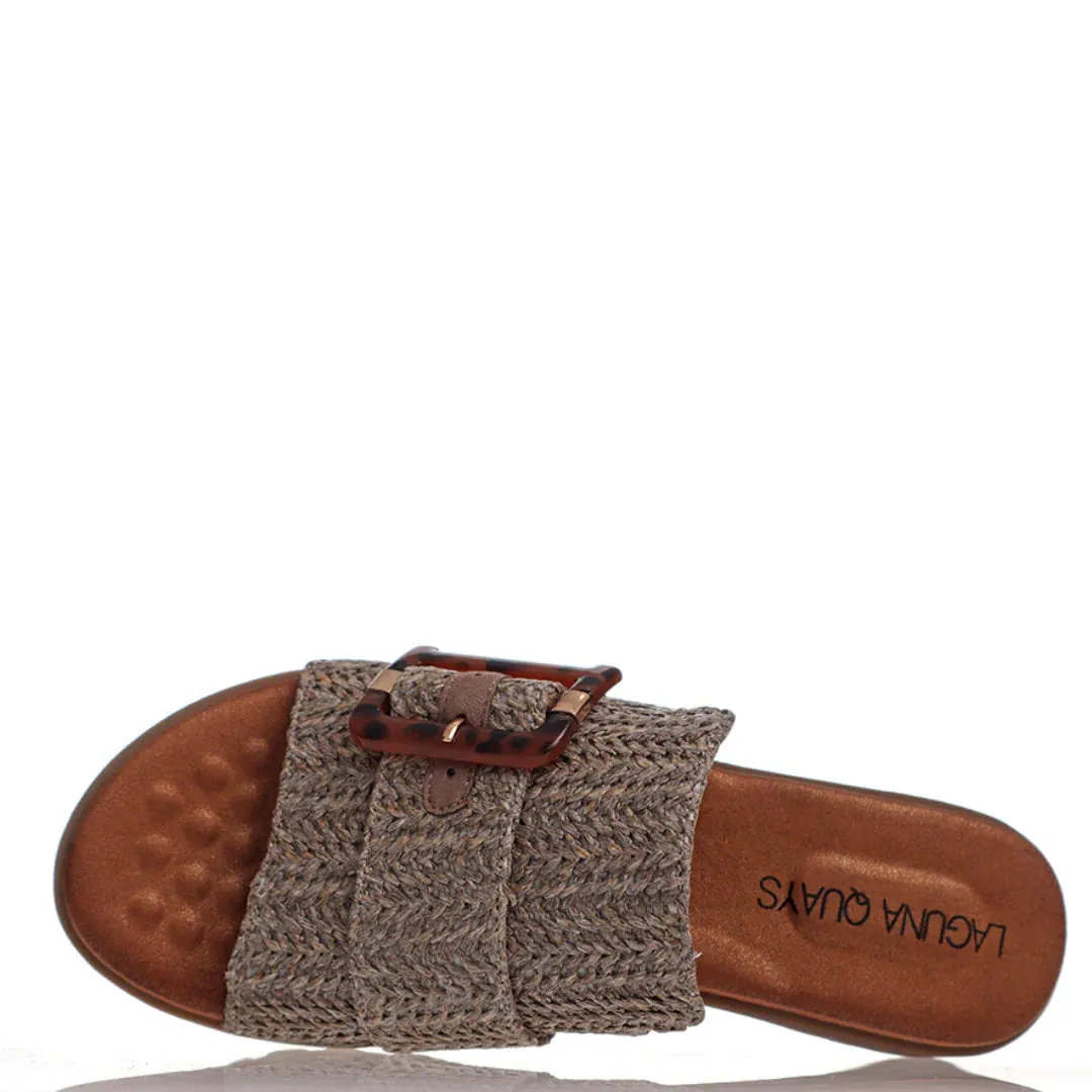 Mivari Slide in Stone Raffia