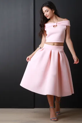 Neoprene Box Pleat Circle Skirt