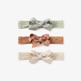 Neutral Lace Bow Baby Headband 3PK