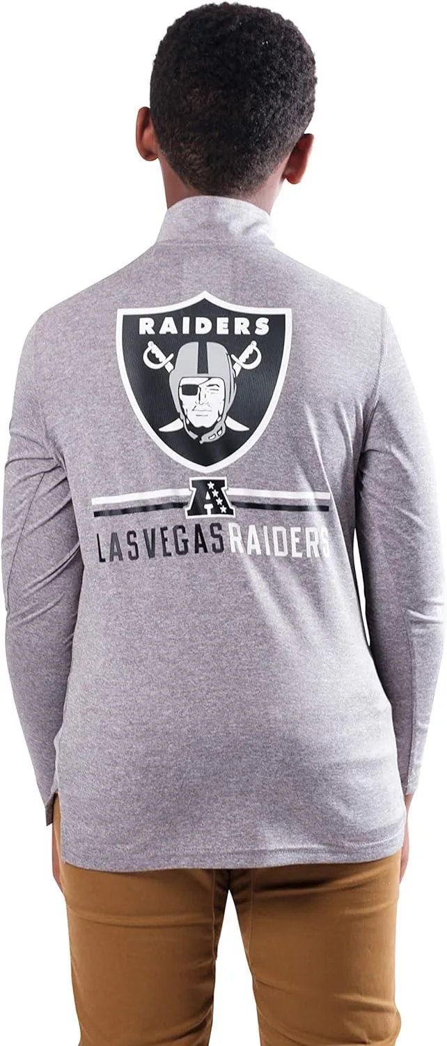 NFL Official Youth Super Soft Quarter Zip Long Sleeve T-Shirt|Las Vegas Raiders