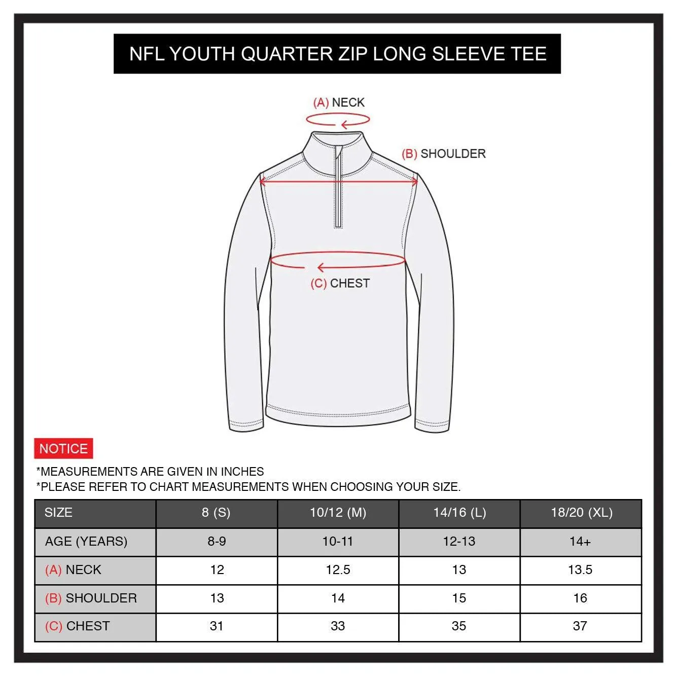 NFL Official Youth Super Soft Quarter Zip Long Sleeve T-Shirt|Las Vegas Raiders