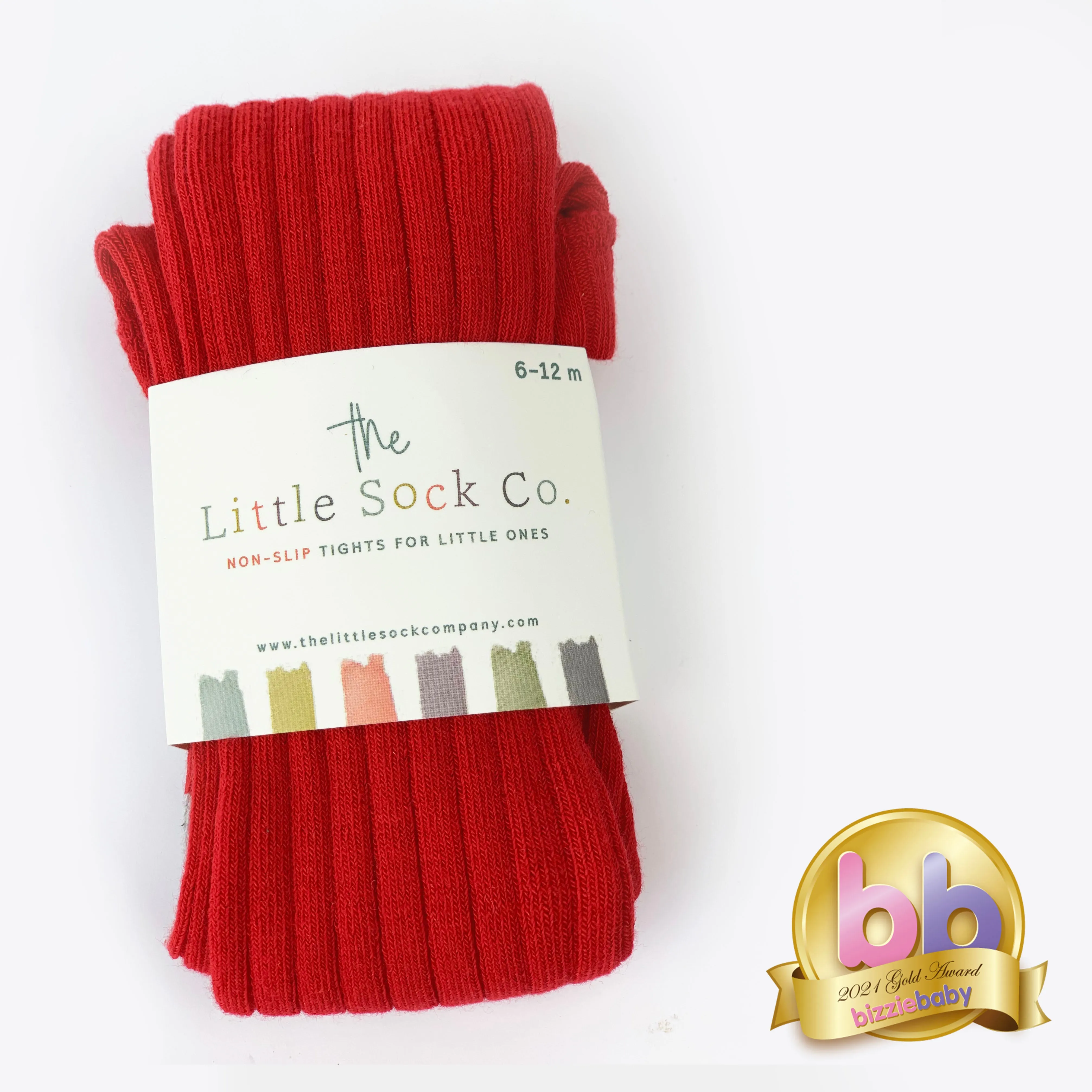 Non-Slip Super Soft Ribbed Baby and Toddler Tights in Red