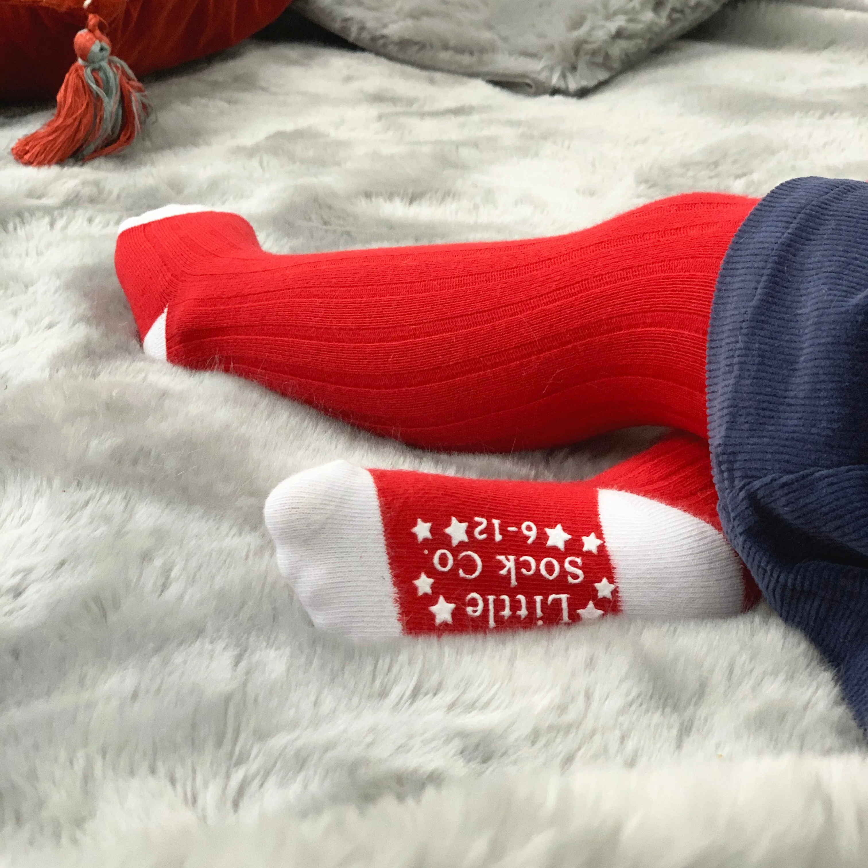 Non-Slip Super Soft Ribbed Baby and Toddler Tights in Red