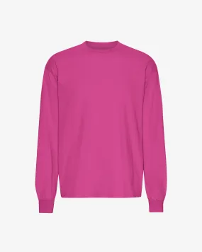 Oversized Organic LS T-shirt - Magenta Blaze