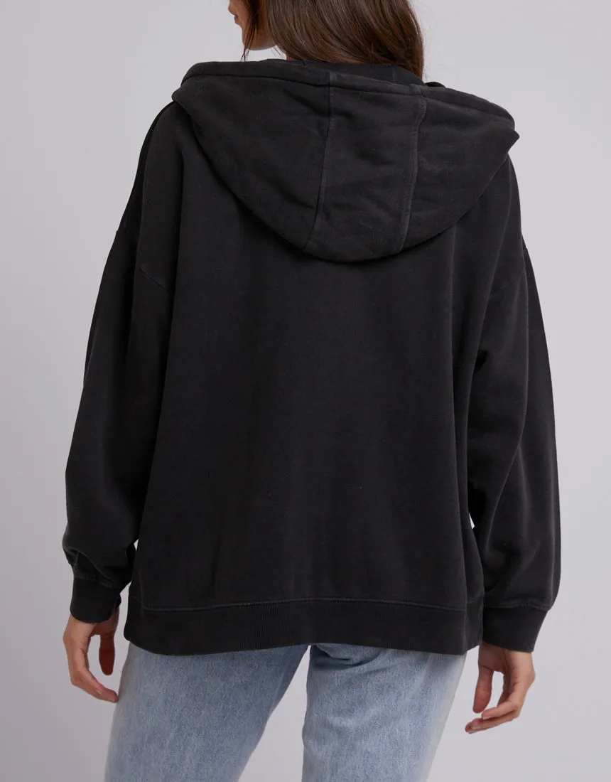 Oversized Zip Thru Hoody Washed Black