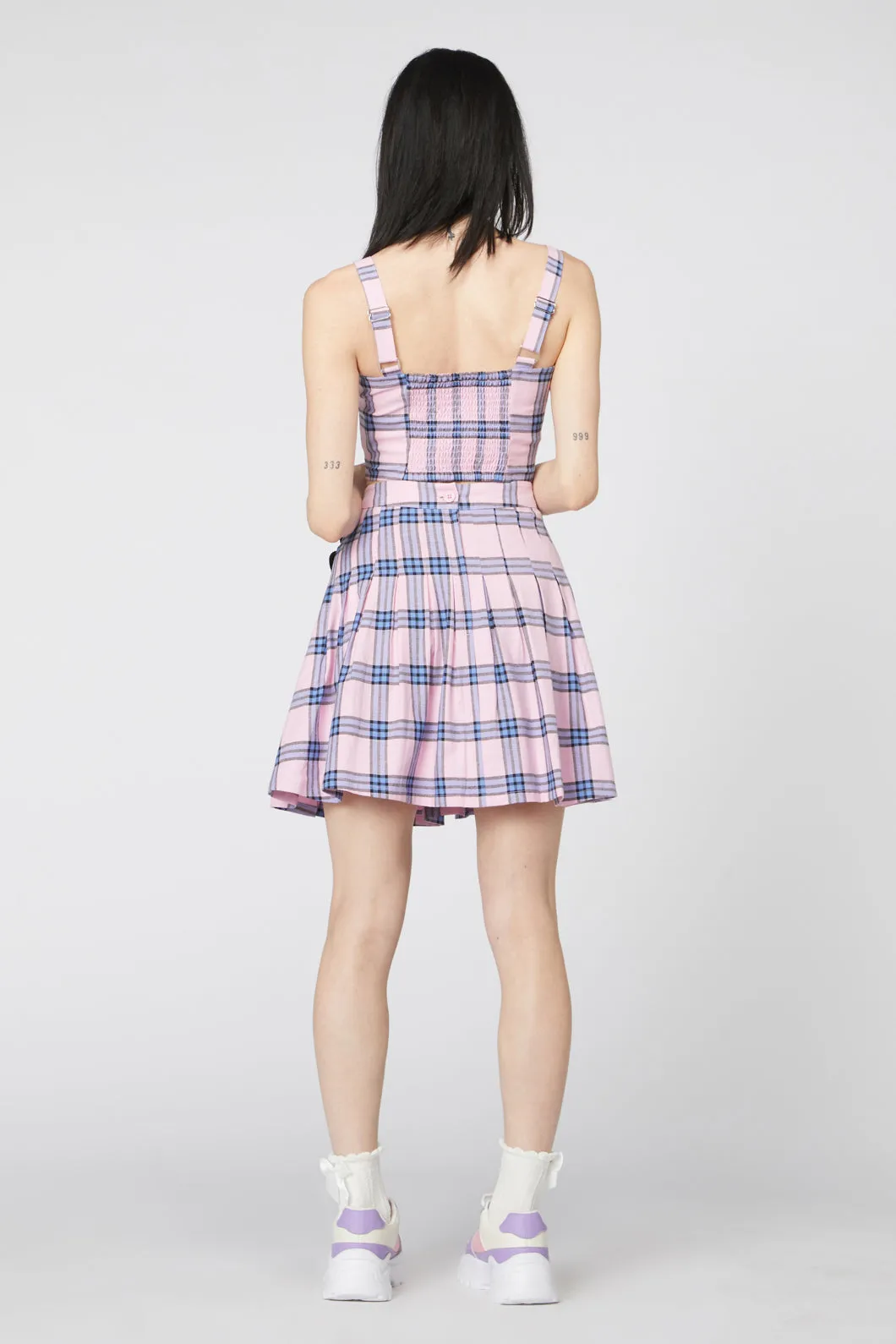 Pastel Tartan Pleated Skirt