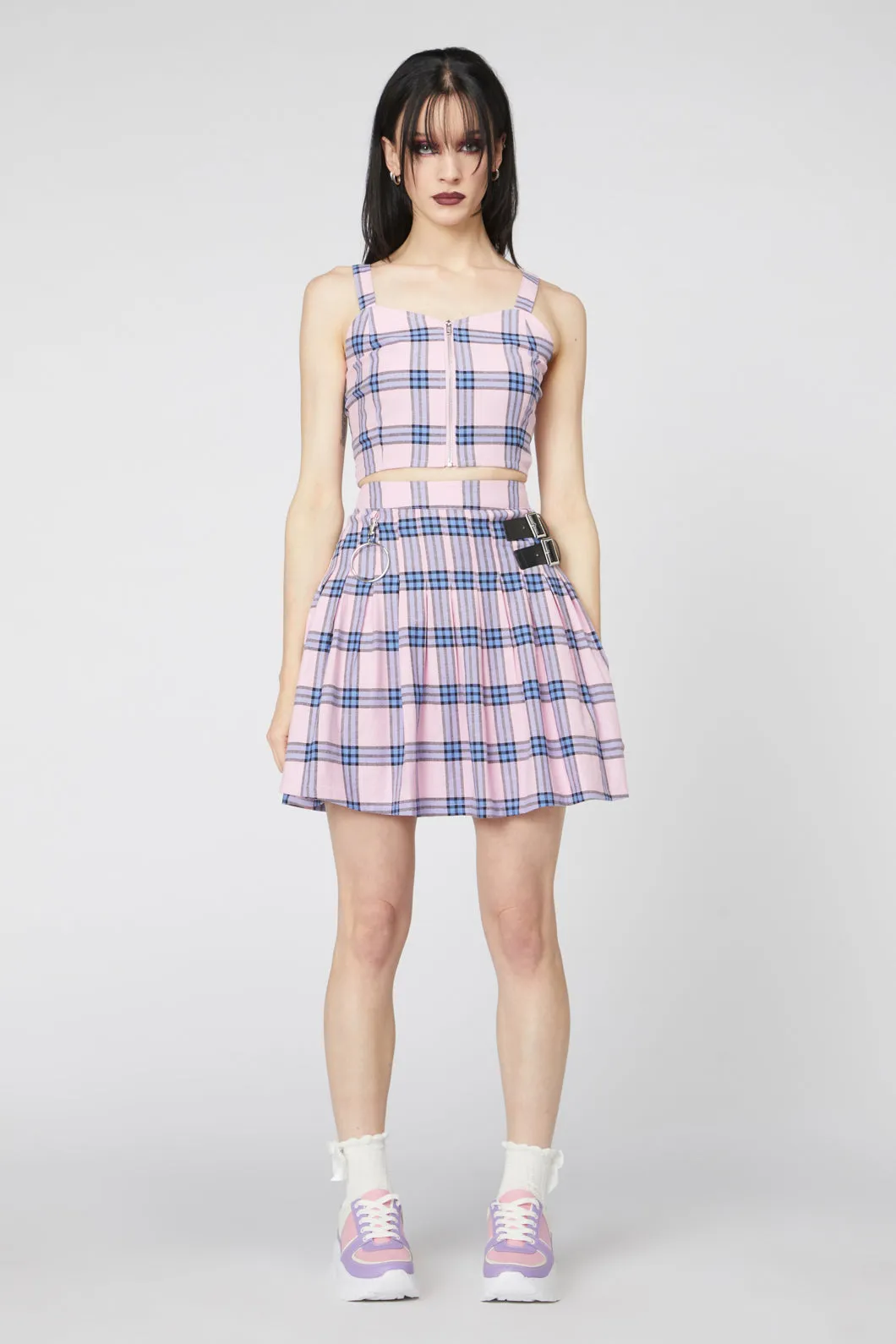 Pastel Tartan Pleated Skirt