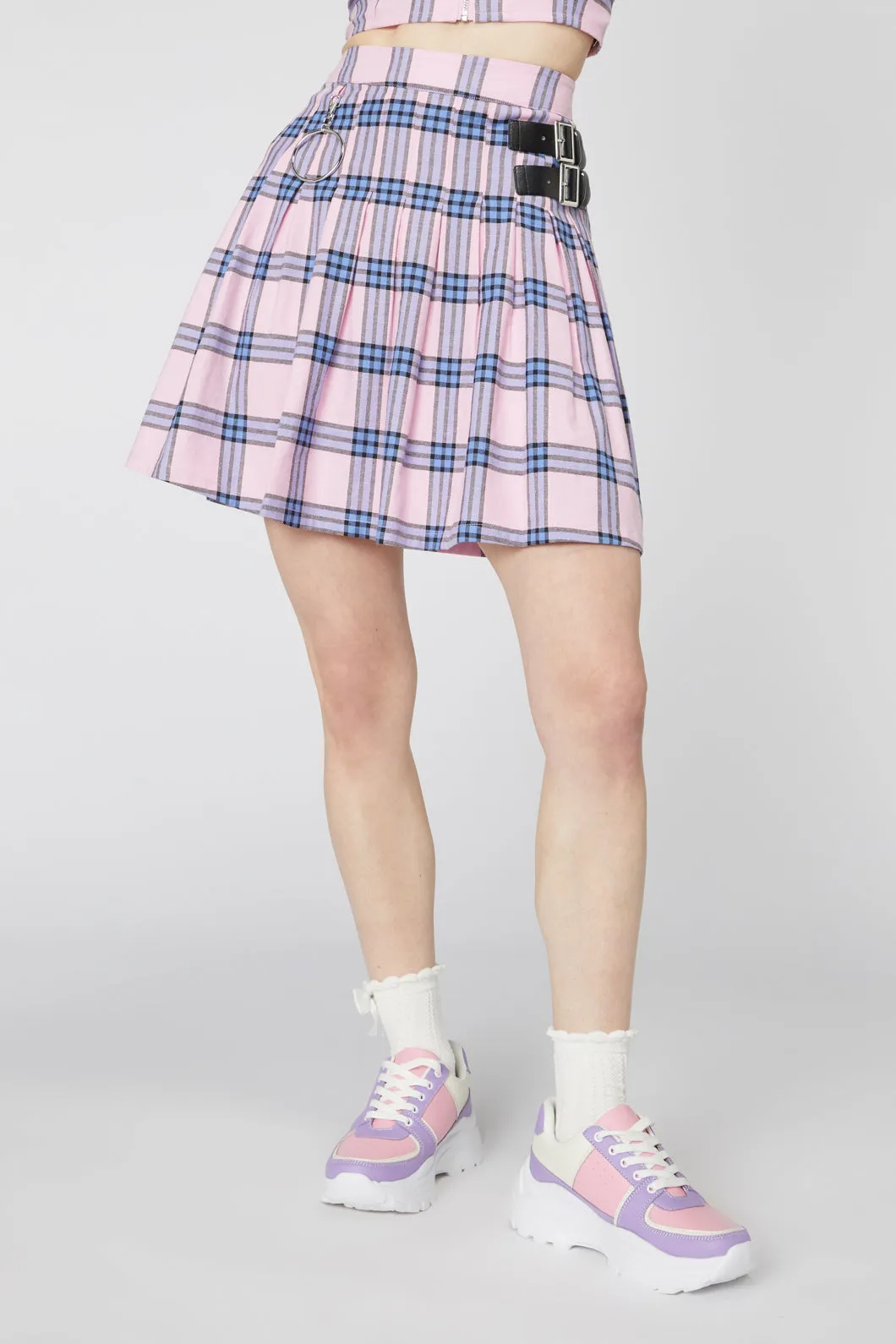 Pastel Tartan Pleated Skirt