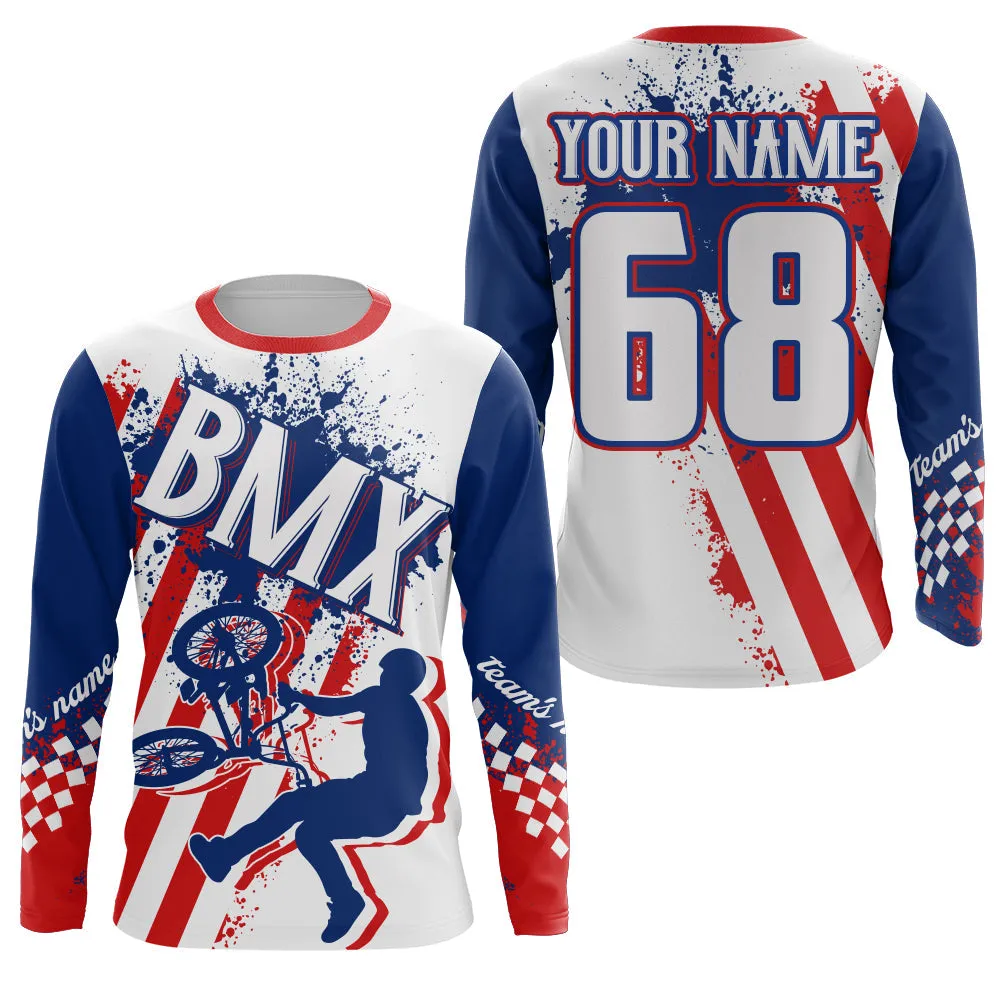 Personalized Name Number American BMX Racing Jersey Patriotic Cycling Shirt Bicycle Motocross Racewear