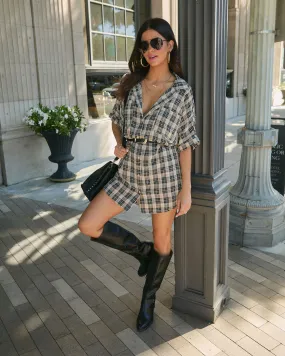 Prickly Pear Plaid Mini Shirt Dress