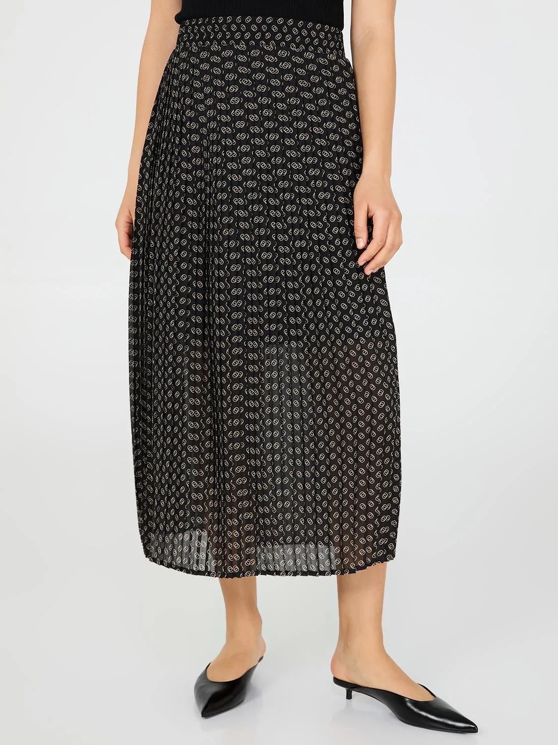 Printed Pleated Chiffon Skirt